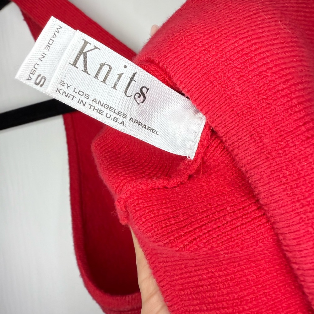 Los Angeles Apparel Vibrant Red knits crop top - Picture 6 of 7